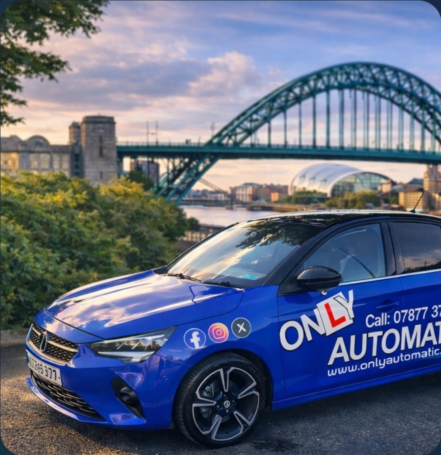 Pass With Mandy automatic tuition car near the Tyne Bridge